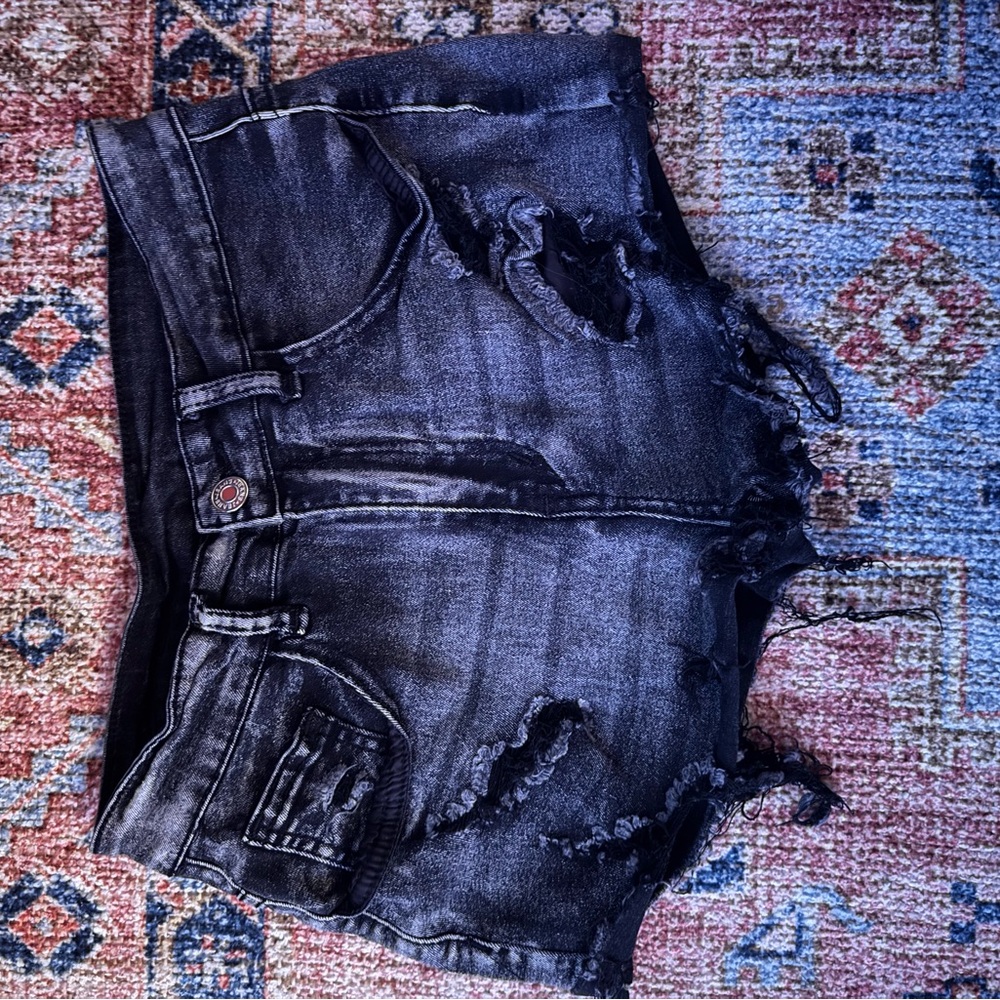 SHEIN Black Distressed Jean Shorts